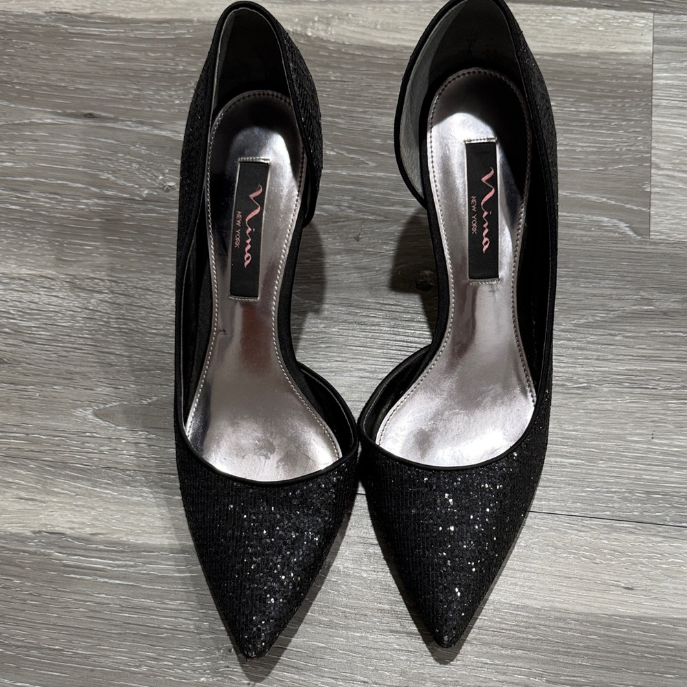 Nina Black Glitter Heels